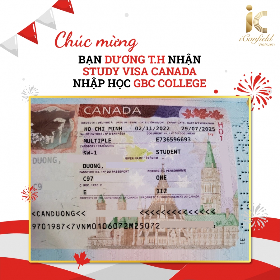 Chúc mừng T.H đã lấy được “tấm vé” visa du học Canada