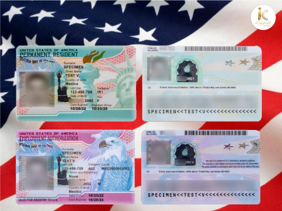 Mẫu thiết kế mới của thẻ xanh và giấy phép làm việc Mỹ