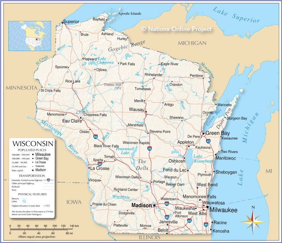 Vị trí địa lý Wisconsin 