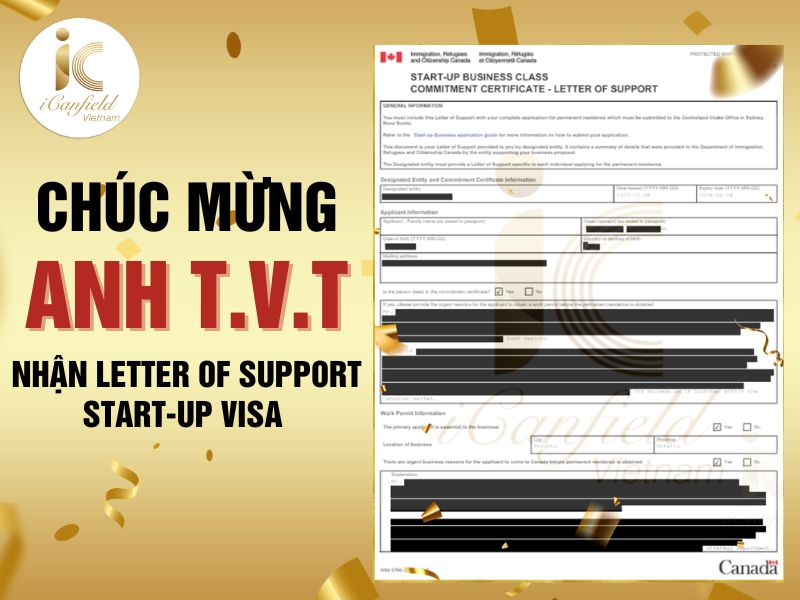 CHÚC MỪNG ANH T.V.T NHẬN LETTER OF SUPPORT START-UP VISA CANADA