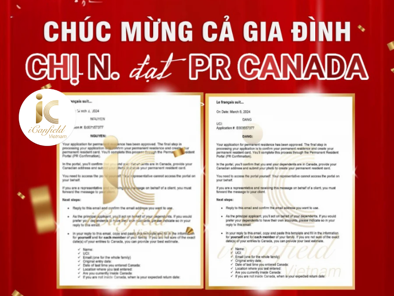 Chúc mừng gia đình chị Đ.T.Q.N đã được chấp nhận đơn xin PR Canada