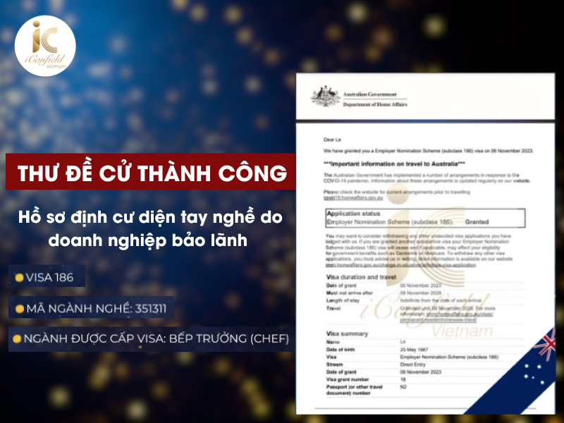  CHÚC MỪNG ANH L.Q.B THÀNH CÔNG NHẬN THƯỜNG TRÚ NHÂN ÚC - THEO DIỆN VISA 186