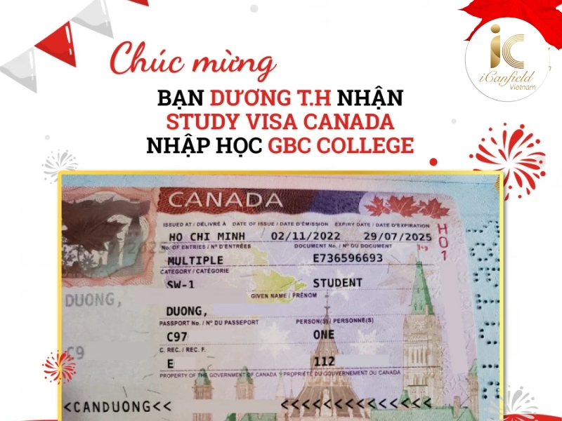 Chúc mừng T.H đã lấy được “tấm vé” visa du học Canada