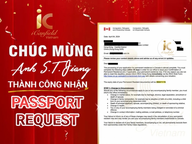 KHÁCH HÀNG CỦA ICANFIELD TẠI HONG KONG ĐÃ NHẬN ĐƯỢC PASSPORT REQUEST