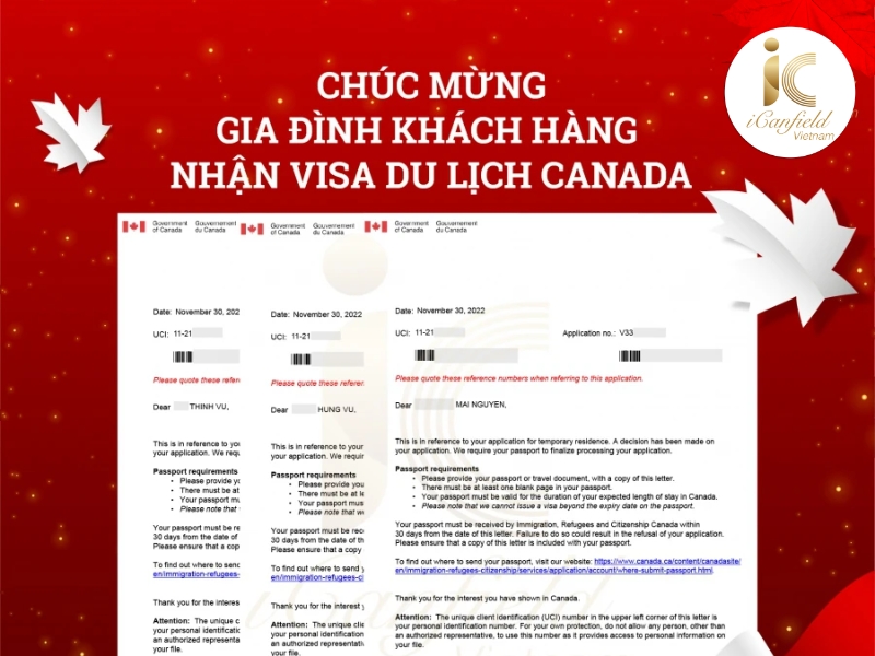 Khách hàng đậu visa du lịch Canada thuận lợi